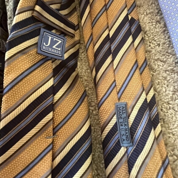 Michael Kors Mens Silk Neckties Blue Gold Striped Classic Modern Rep Lot 4x - Picture 6 of 11